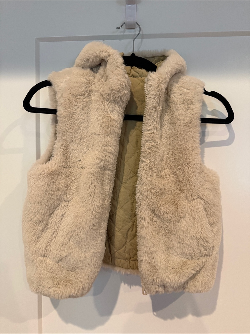 H&M Cream Plush Hooded Vest for Kids